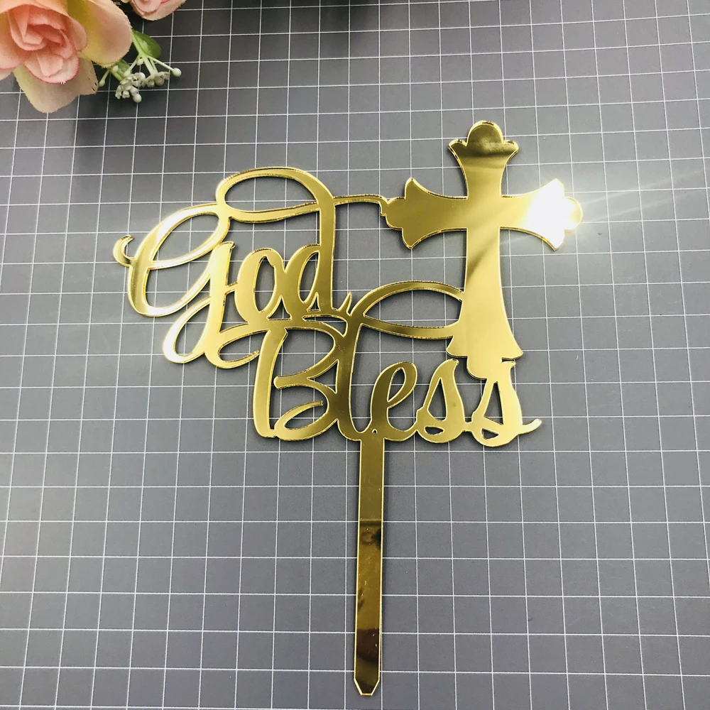 God Bless Cake topper Baptism Cake Topper With  And Cross,Personalized Cake Topper  Baptism Gift,Personalized Christenings (2)