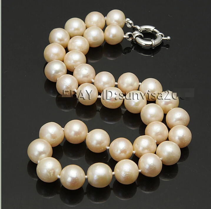

FREE shipping>>> >>>AA 11-12mm pink fresh water cultured akoya pearl necklace 6.07
