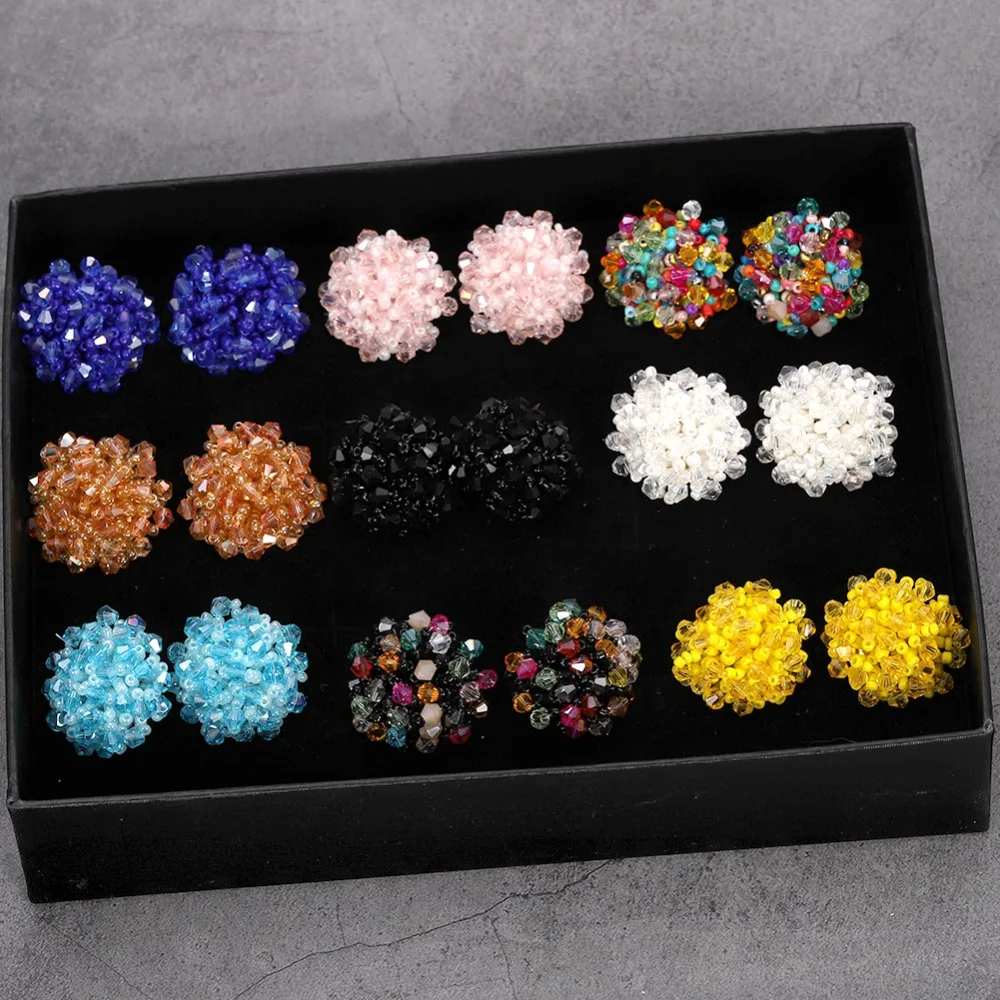Dvacaman, цветные серьги-гвоздики с кристаллами и бусинами для женщин и девочек, корейские ювелирные изделия, бохо, этнические серьги ручной работы с бусинами, большие массивные серьги