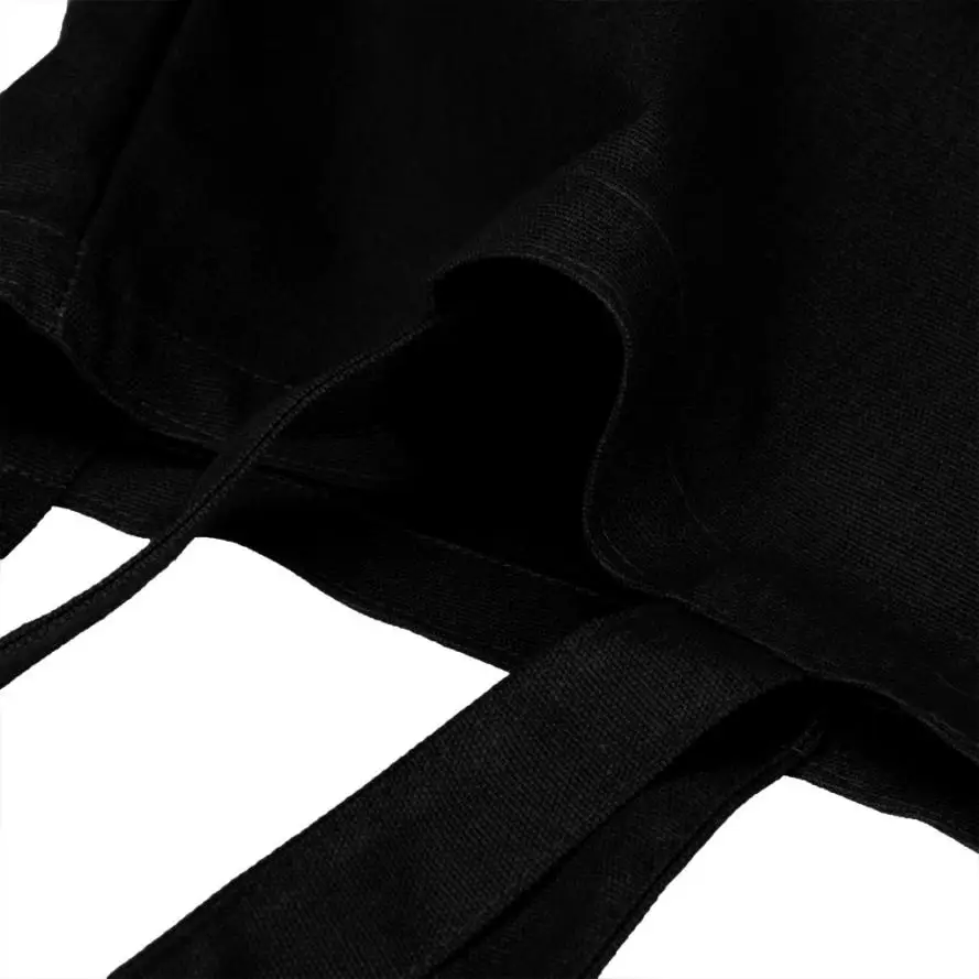 Женская Холщовая Сумка на плечо для девушек, сумка-тоут с верхней ручкой, сумка-шоппер, пляжная сумка для покупок, черная, Прямая поставка# Y
