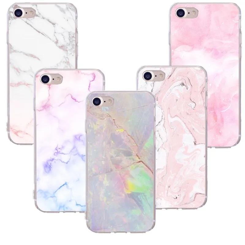 Ultra Thin Soft Case For iPhone 8 7 Plus Marble Stone