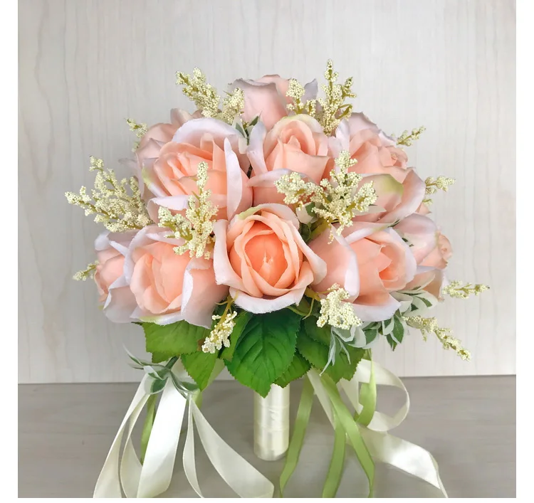 white pink silk flowers bridesmaids bridal Wedding Bouquets rose flowers (12)