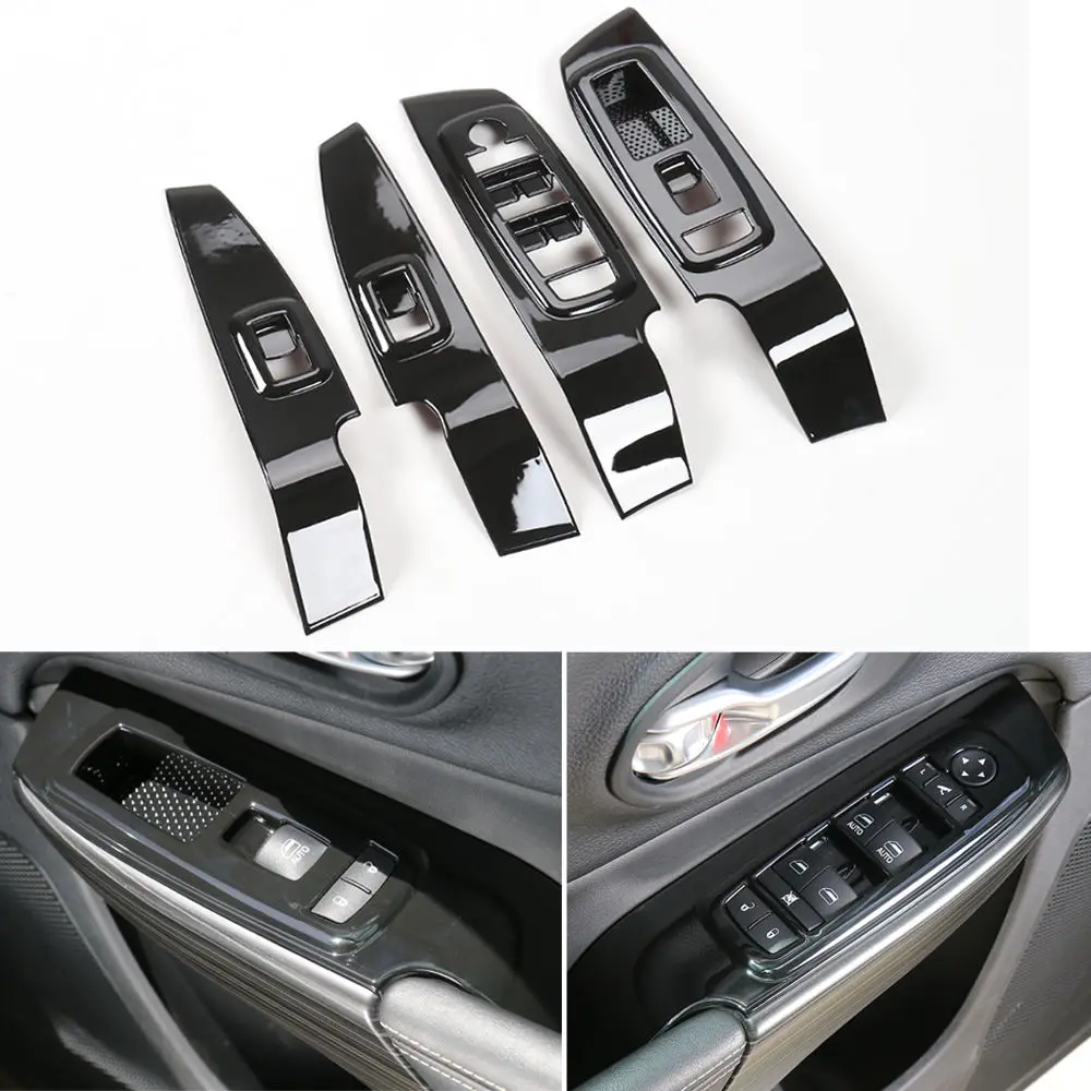 Для Jeep Cherokee черный автомобиль стеклопоъемники переключатель кнопка регулировки Панель крышка отделка интерьера ABS автомобильной Декор