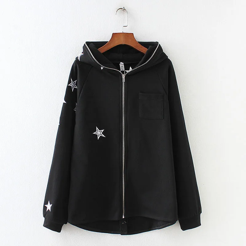 

Women's Basic Jacket Hooded Long Sleeve embroidered Pocket Women Spring Autumn Coat Casual Plus size Windbreaker Outerwear A164