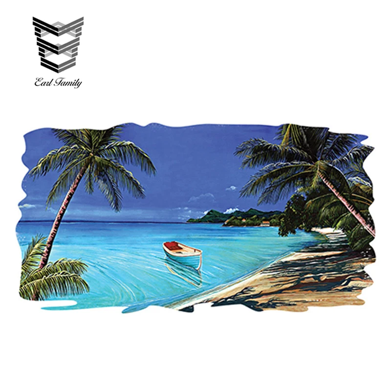 

EARLFAMILY 13cm x 7cm RV Trailer Motorhome Camper Decal Funny Beach Tropical Scene Ocean Graphic Sticker 3D Styling