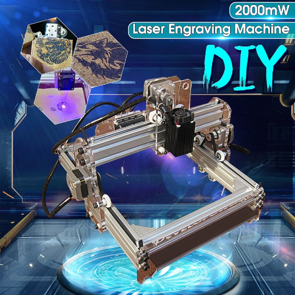 2000MW A5 17x20cm Laser Engraver Cutting Machine Desktop Engraving CNC