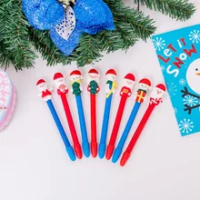 500 шт Новая мода Красный Санта Клаус стиль шариковый мягкий, керамический шар ручка с персонажами мультфильмов Рождественская ручка офисная и школьная Ручка