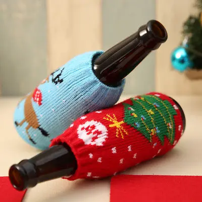 

Jingle Bell Gifts Wine Bottle Decoartion Cover Wraps Christmas Party Dinnng Decoration