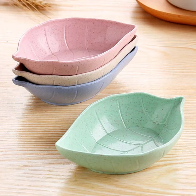 

Creative Mini Leaves Dish Baby Kid Bowl Wheat Straw Soy Sauce Dish Rice Bowl Plate Sub - plate Japanese Tableware Food Container