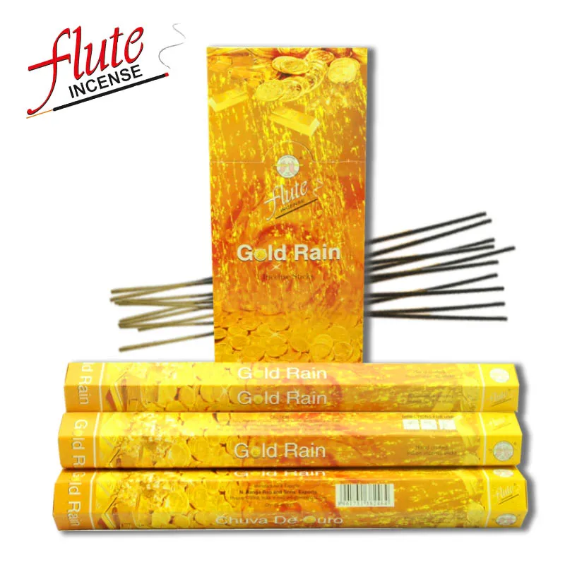

FLUTE 20 Sticks/Pack Gold Rain Lax Cored Incense Sticks Handmade From Indian Burning in Office For Yoga