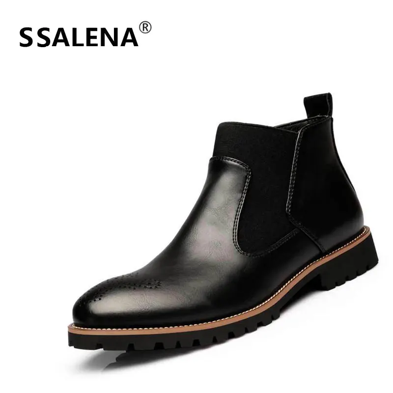 font b Men b font Winter Classic Slip On Short Boots Male Solid Breathable Britsh