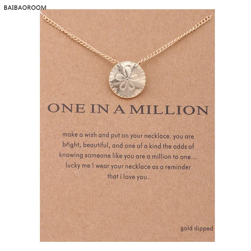 Hot Sale Fashion Jewelry One In A Million Sand Dollar Gold Plated Necklace Pendant Women