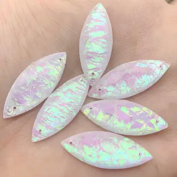 

Shine Opal Crystal AB Color Sew On Rhinestone Sew On Stones Spacer buttons for DIY Garment Jewelry 12*31mm 72pcs -A220*6