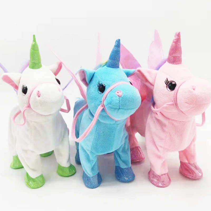 Electric Singing And Walking Unicorn Plush Toy Stuffed Animal Cartoon Plush Unicorns Interactive Toy For Children Birthday Gifts