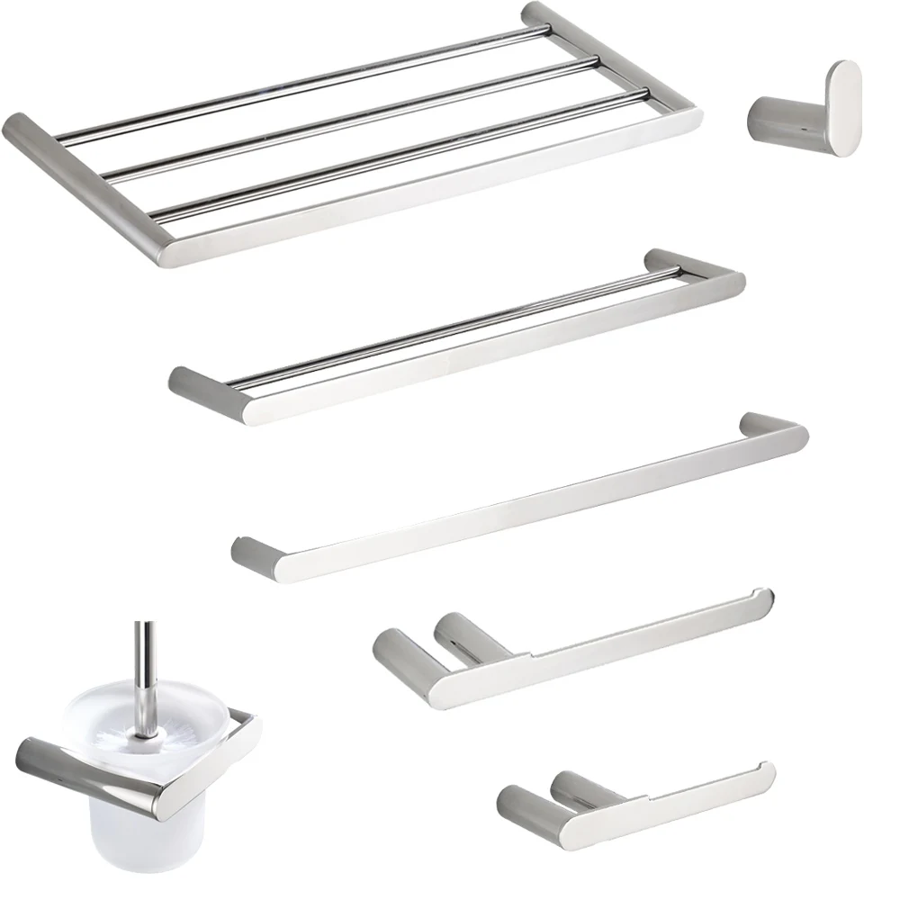 

Leyden 304 Stainless Steel Bathroom Accessories Set Chrome Double Towel Bars Towel Ring Holder Paper Holder Bath Hardware Sets
