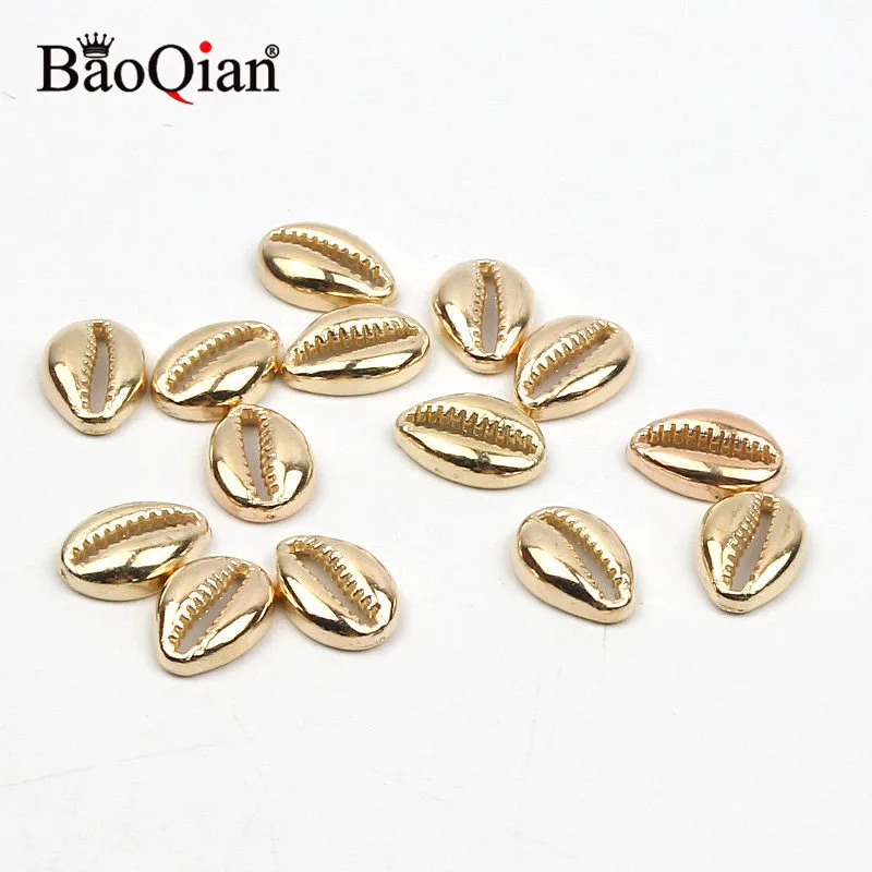 Natural Shell Ornaments 50pcs Golden Plastic Sea Shells Coquillage Beach Decor Diy Home Decoration Marine Style Jewelry Embellishment 12x17/13x19mm