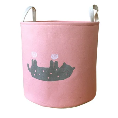 Девушка сердце хлопок белье корзина для хранения Органайзер Складная Ткань корзина с крышкой для стирки корзина для хранения игрушек ведро для хранения дома сумка для хранения - Цвет: pink-Cat