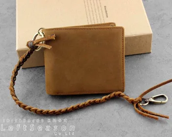 

New Men's Vintage Genuine Leather Chain Wallet Billfold