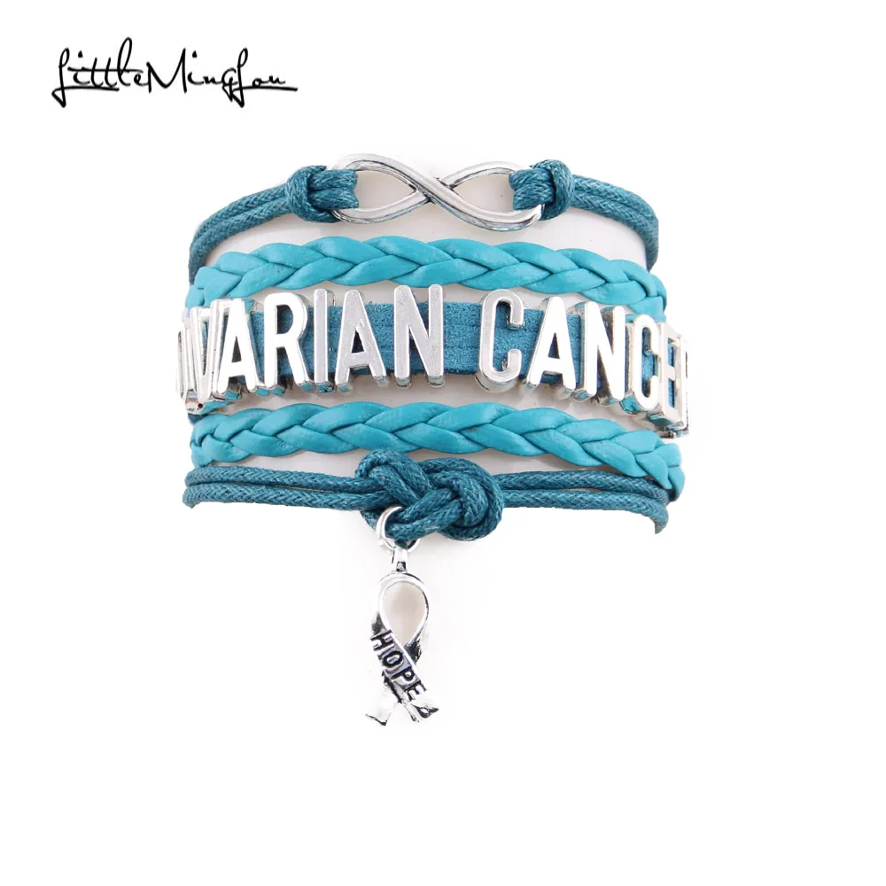 Little Minglou Infinity Ovarian Cancer Bracelet Ribbon Hope Charm Little Minglou Infinity Ovarian Cancer Bracelet Ribbon Hope Charm Leather Wrap Awareness Bracelets Bangles For Women Jewelry In From