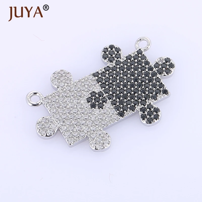 

High Quality Copper Metal With Luxury Cubic Zirconia Crystal 2 loops Pendant Charms For Making Bracelet Necklace Jewelry Parts