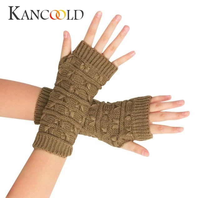 Женские вязаные перчатки без пальцев KANCOOLD зимние мягкие теплые унисекс