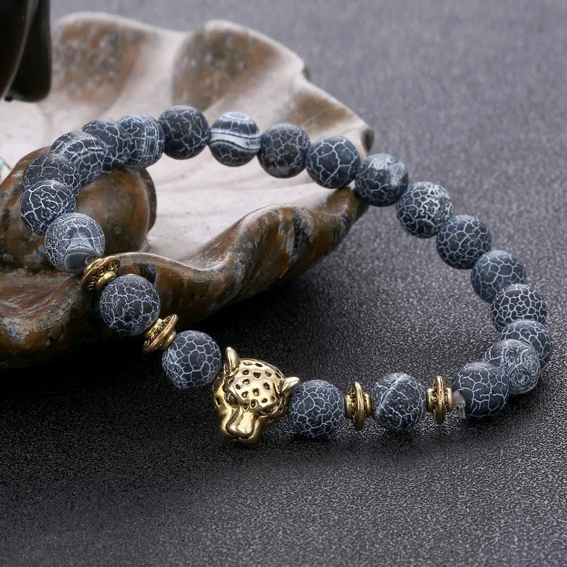 Леопардовый Браслет мужские браслеты для женщин Pulseira Masculina Buda ювелирные изделия Bileklik Pulseira 8 мм натуральный камень бусина Braslet