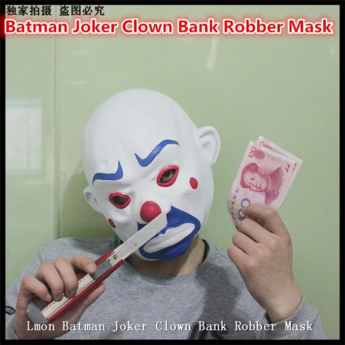  2016 Adults Batman Joker Clown Bank Robber Mask Dark Knight Costume Halloween Masquerade Party Fanc