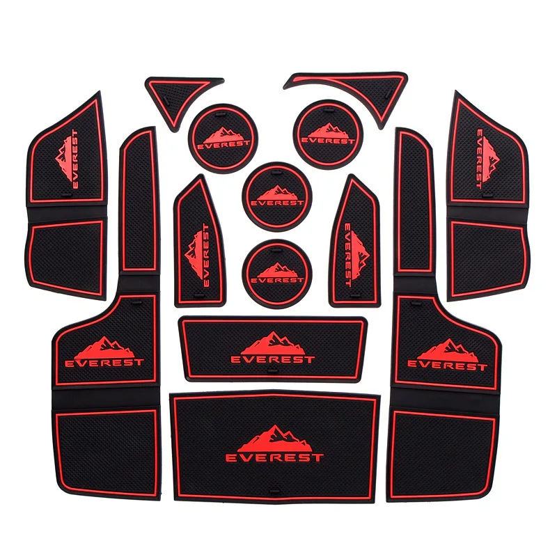 

14Pcs Lot Car Interior Upholstery For Ford 15-17 Everest Rubber Mat Car Accessories Non-Slip Mat Auto Accessories Interior