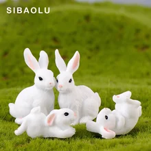 

DIY White Rabbit figurine Hare figure Resin Craft Animal Model home decor miniature fairy garden decoration accessories modern
