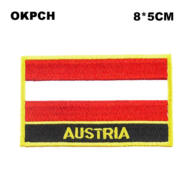 

Austria Square Shape Iron-on Flag Patch Embroidered Saw on Badges Patches for Clothing PT0019-R
