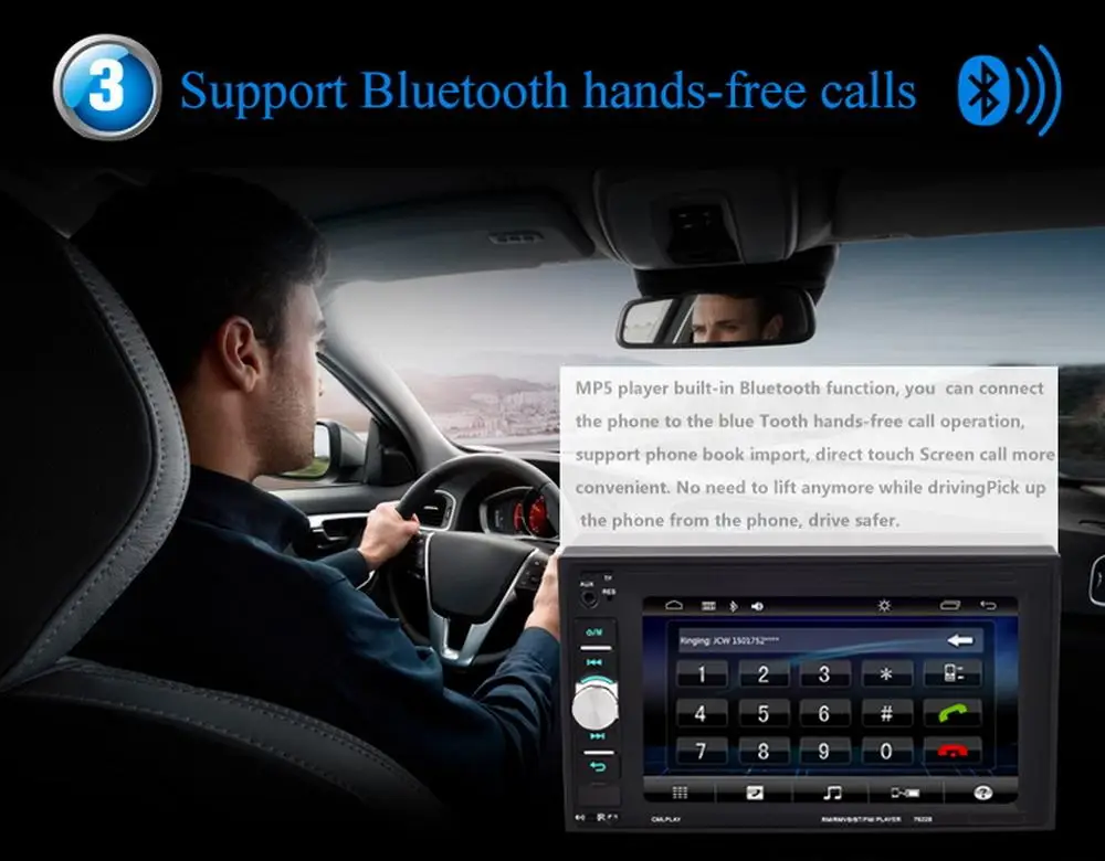 6,2 дюймов 2 din сенсорный экран автомобиля Радио Стерео MP5 плеер 9 языков mirrori Ссылка Bluetooth с задней камерой