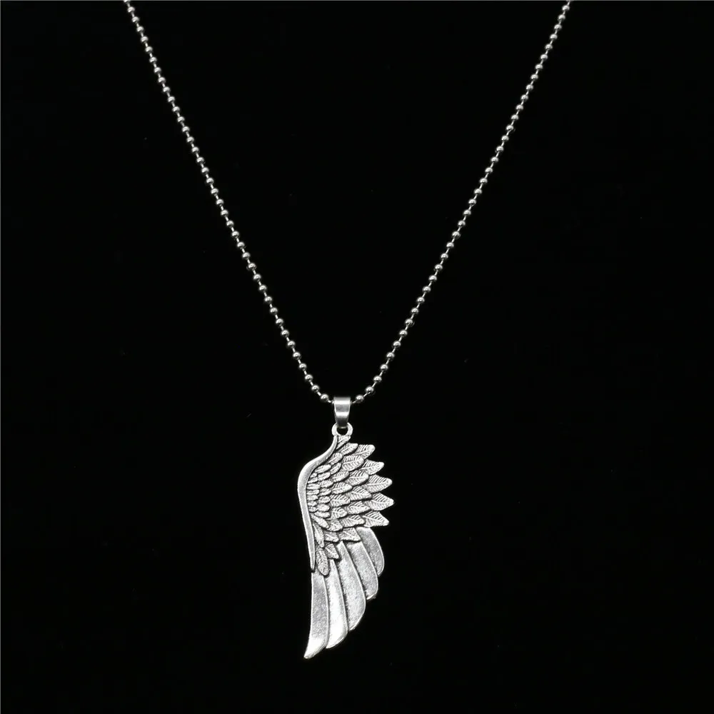 New Male Punk Long Custom Sweater Chain Choker Necklace Music Note Angel Wing Feather Pendant Necklace Men Women Jewelry