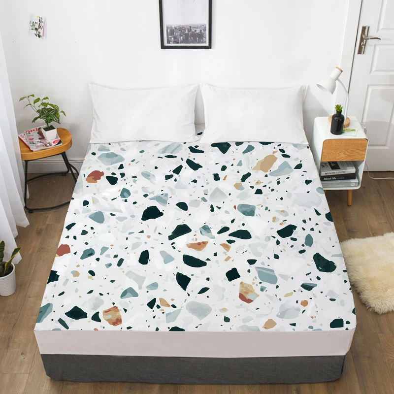 

3D HD Digital Printing Custom Bed Sheet With Elastic,Fitted Sheet Twin Full Queen King,Marble Mattress Cover 180x200