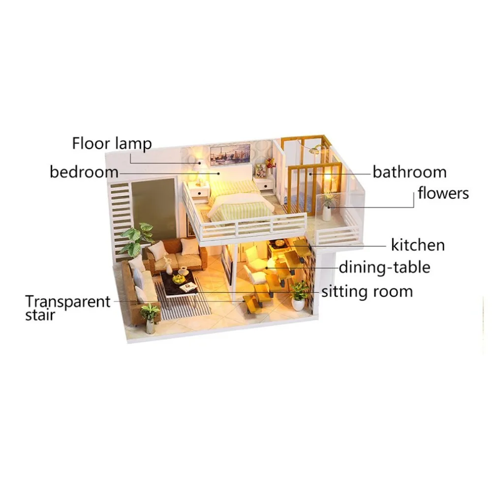 DIY 3D Elegant Wooden Miniature Furniture Doll House Box Puzzle Assemble Miniaturas Dollhouse Toys For Children Birthday Gift DIY 3D Elegant Wooden Miniature Furniture Doll House Box Puzzle Assemble Miniaturas Dollhouse Toys For Children Birthday Gift