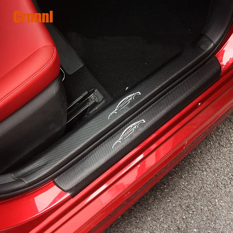 

PU Carbon fiber leather Door Sill Scuff Plate To protect the car accessories For Toyota camry XV70 2018