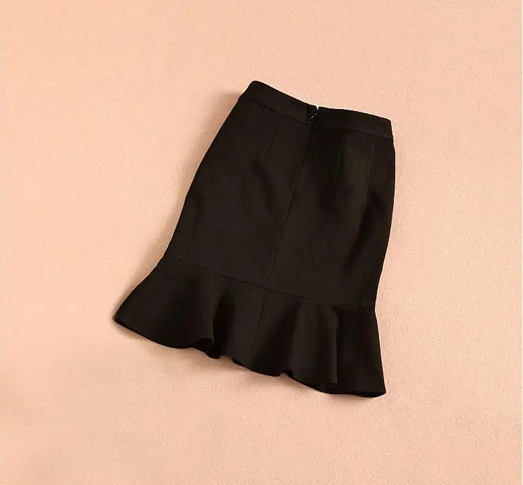 Женская новая модная мини-юбка с милыми оборками, юбка-карандаш с русалочкой, женская модная юбка,, Прямая, большие размеры - Цвет: 1502 black