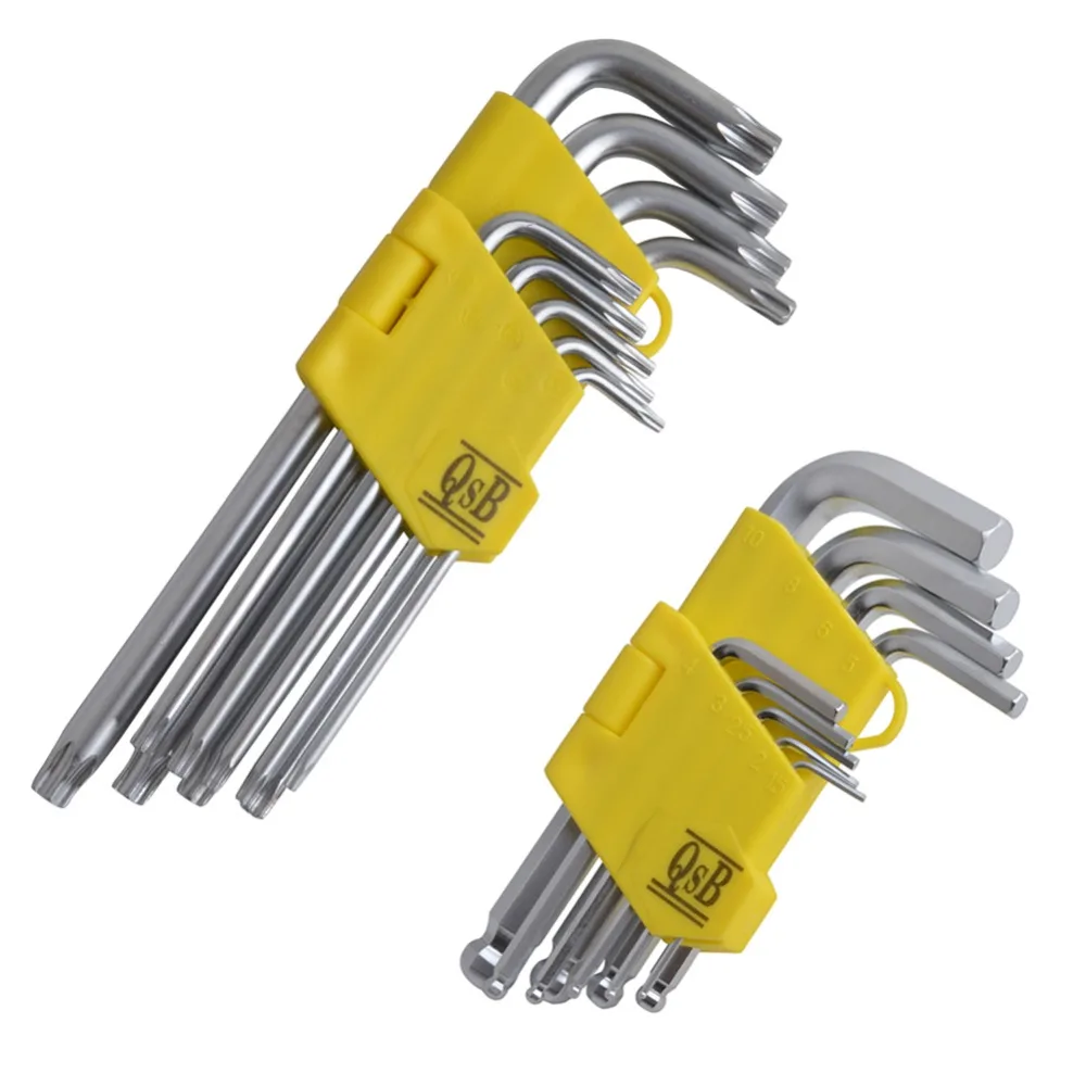 18 Pcs Chrome Vanadium Steel Allen Hex Key Set Ball End 1.5 10mm and