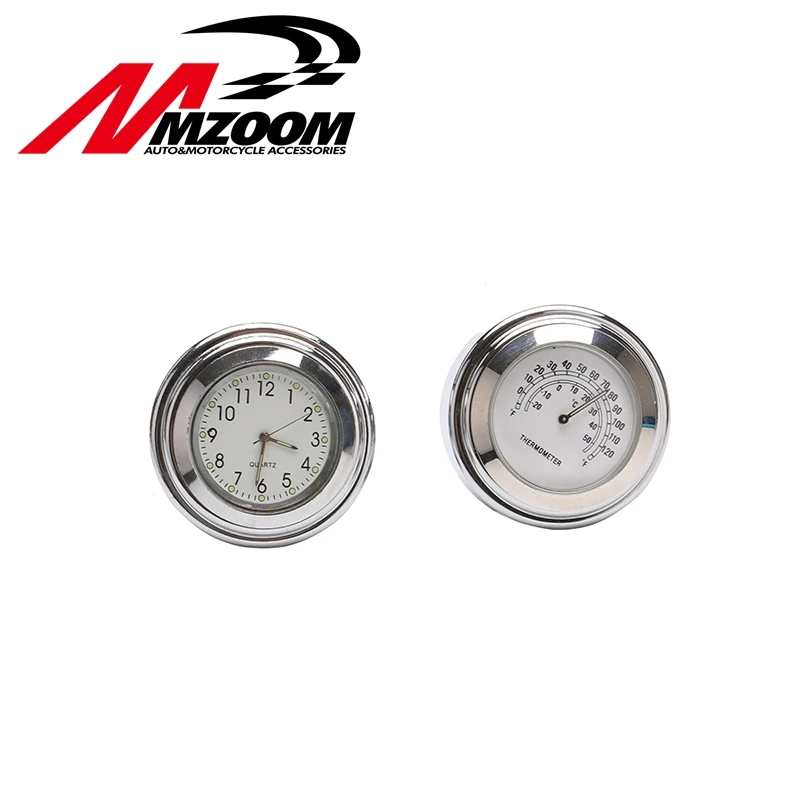 

Universal 7/8"1" Motorcycle Handlebar Black Dial Clock Watch Temp Thermometer For Cruiser Chopper Honda Yamaha Cafe Racer