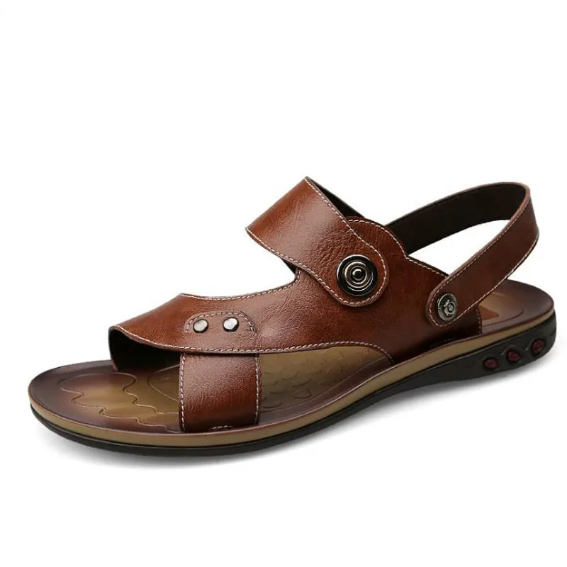 Comfortable Handmade Men Sandals Genuine Cowhide Leather Soft Summer