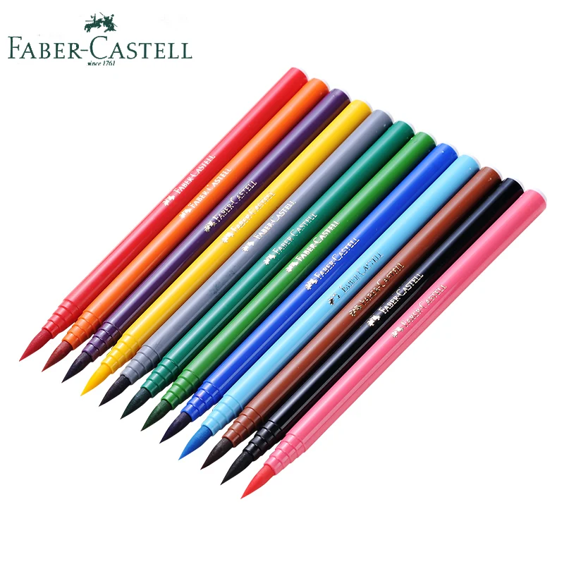 Faber Castell Акварельные Aquarell каллиграфии маркеры щеток с мягким наконечником рисовать графический маркер на Цветной ручка для рисования манги 12 Цветов