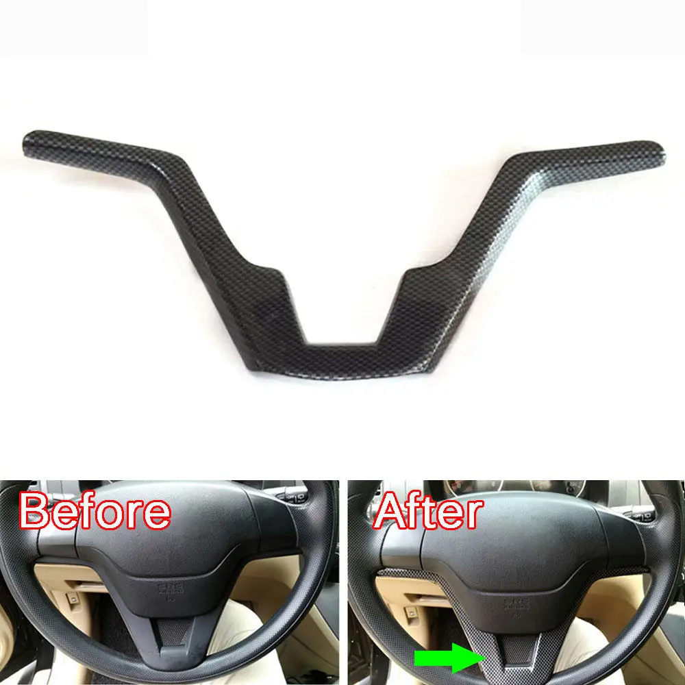 

For Honda CR-V 2007-2011 Car Steering Wheel Cover Panel Trim Carbon Fiber Color interior car moulding decorative sticker