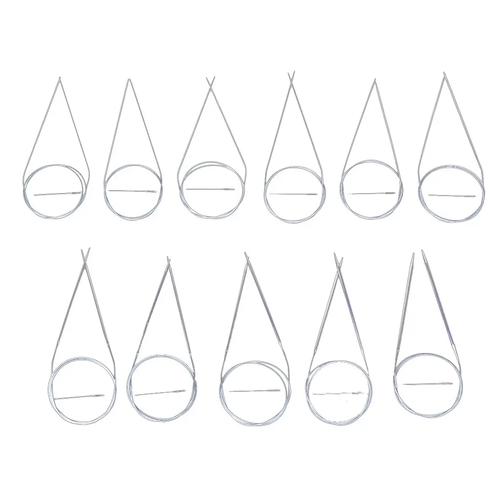 

Hot 11 pieces 120 cm Lang Stainless Steel Circular Needles 1.5 mm - 5.0 mm