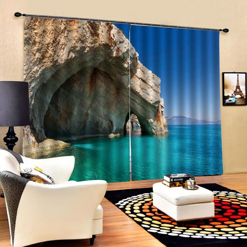 Beach sea curtains 3D Blackout Window Curtains For Living Room office Bedroom Drapes Cortinas blue | Дом и сад
