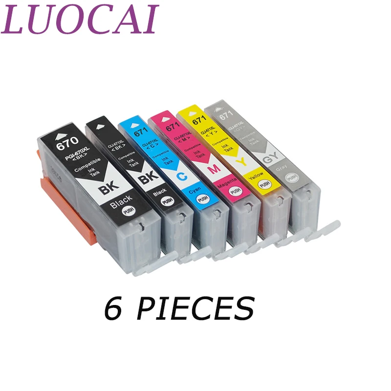 Чернильные картриджи LuoCai совместимые с Canon PGI 670 CLI 671 PIXMA MG5760/MG5765 MG5766 MG6860 MG6865 MG7760