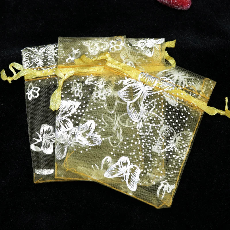 Wholesale 200pcs/lot Gold Organza Bags 7x9cm Small Wedding Gifts Jewelry Packaging Bag Favor