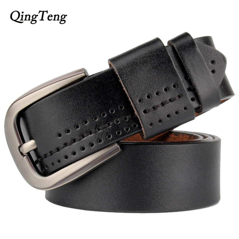 

Vintage Genuine Leather Belt Men High Quality Fashion Designer Cowskin Male Belts For Men Jeans Cow Leather Strap DropShipping