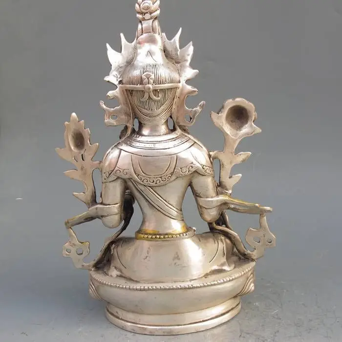 

88006152<<<8.86 inch/Tibet Silver Copper Gilt Tibetan Buddhism Statue -- White Tara Buddha