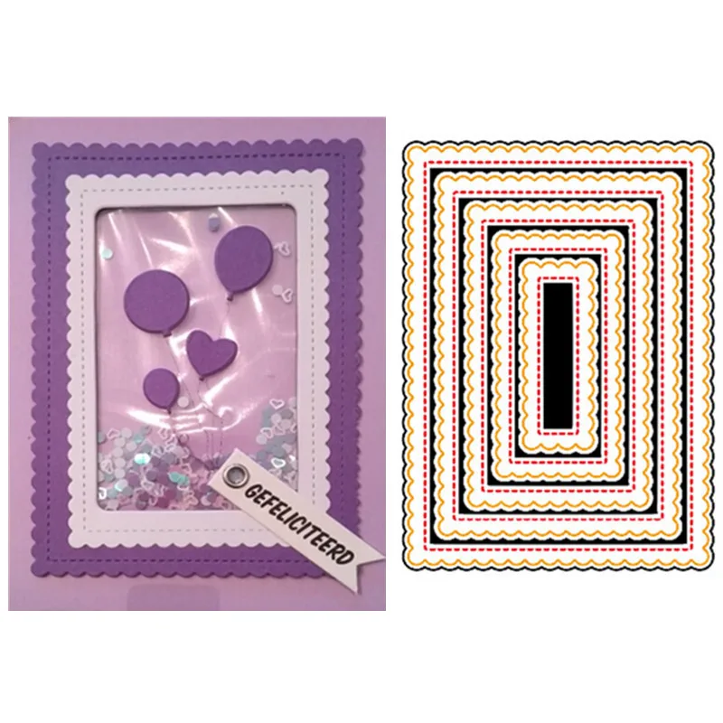 

5pcs/Set Stitched Rectangle Frame Metal Cutting Dies for DIY Scrapbooking Photo Album Embossing Paper Cards Decorative Craft