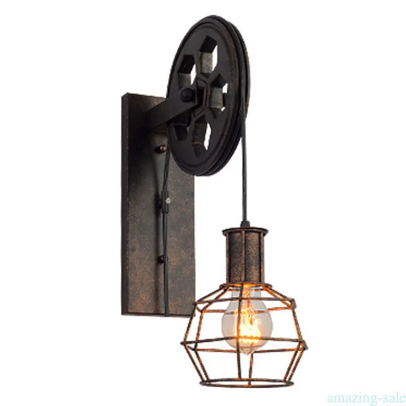 Шкив лампы Настенный светильник Промышленный стиль 1 шт. винтажная Фреска R4