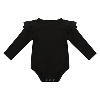 

Baby Cotton Girls Climing Cloths Children Kids Solid Color Flutter Sleeves Bodysuit for 3-18Months Toddler